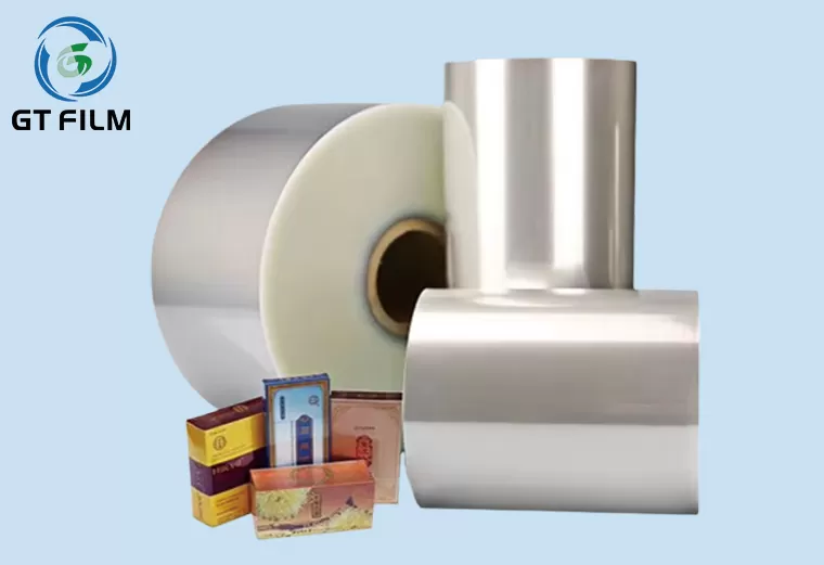 Low cost transparent BOPP shrink film for cigarette packaging, high shrinkage