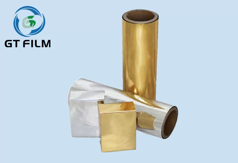 Metallized gold and silver foil hot laminate film for  packaging